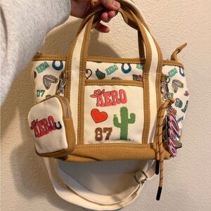 Aeropostale Tan and Cream Tote with Graphics